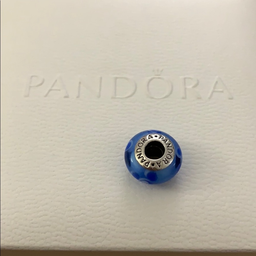 Pandora Blue Floral Murano Glass Charm - Picture 4 of 5